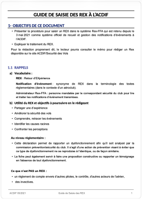 Guide de saisie REX